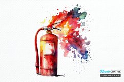 Watercolor Fire Extinguisher PNG Clipart Product Image 1