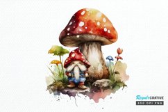 Watercolor Mushrooms Gnome PNG Clipart Product Image 1