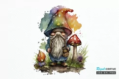 Watercolor Mushrooms Gnome PNG Clipart Product Image 1