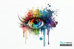 Watercolor Colorful Eye Paint PNG Clipart Product Image 1