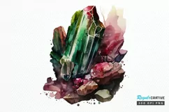Watercolor Raw Tourmaline Crystal PNG Clipart Product Image 1