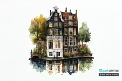 Watercolor Amsterdam Canal House PNG Clipart Product Image 1