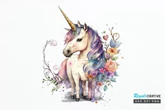Watercolor Magical Unicorn PNG Clipart Product Image 1