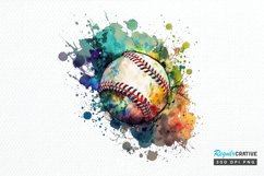 Watercolor Baseball PNG Clipart Product Image 1