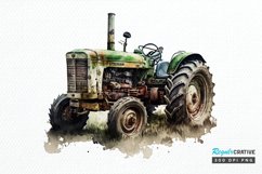 Watercolor Old Tractor PNG Clipart Product Image 1