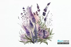 Watercolor Lavender Garden PNG Clipart Product Image 1