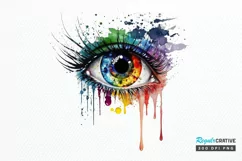 Watercolor Colorful Eye Paint PNG Clipart Product Image 1