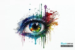 Watercolor Colorful Eye Paint PNG Clipart Product Image 1