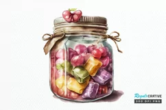 Watercolor Candy in Jar Valentine Day PNG Clipart Product Image 1