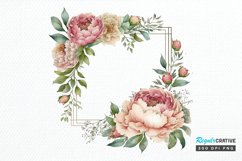 Watercolor Pink Peony Frames PNG Clipart Product Image 1
