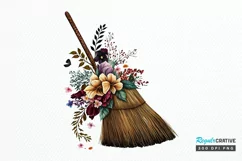 Watercolor Floral Brooms PNG Clipart Product Image 1