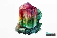 Watercolor Raw Tourmaline Crystal PNG Clipart Product Image 1