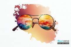 Watercolor Vintage Sunglasses Sunset PNG Clipart Product Image 1