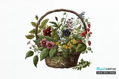 Basket of Wildflowers PNG Clipart Product Image 1