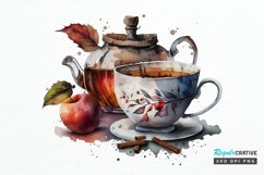 Watercolor Cinnamon Apple Tea PNG Clipart Product Image 1