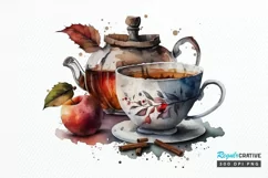 Watercolor Cinnamon Apple Tea PNG Clipart Product Image 1