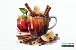 Watercolor Cinnamon Apple Tea PNG Clipart Product Image 1