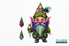 Watercolor Cute Gnome Mardi Gras PNG Clipart Product Image 1