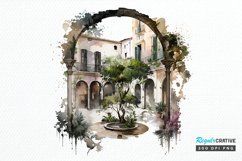 Watercolor Courtyard PNG Clipart Product Image 1