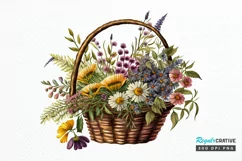 Basket of Wildflowers PNG Clipart Product Image 1