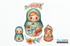 Watercolor Matryoshka Dolls PNG Clipart Product Image 1