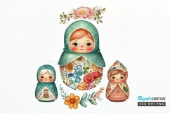 Watercolor Matryoshka Dolls PNG Clipart Product Image 1