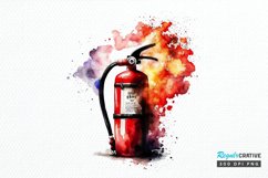Watercolor Fire Extinguisher PNG Clipart Product Image 1