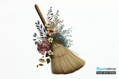 Watercolor Floral Brooms PNG Clipart Product Image 1