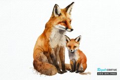 Watercolor Mom and Baby Fox PNG Clipart Product Image 1