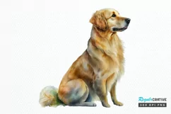 Watercolor Golden Dog PNG Clipart Product Image 1