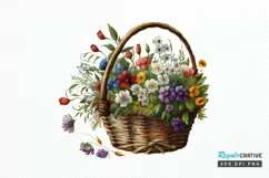 Basket of Wildflowers PNG Clipart Product Image 1