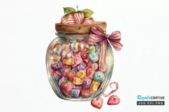Watercolor Candy in Jar Valentine Day PNG Clipart Product Image 1