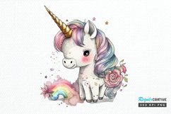 Watercolor Magical Unicorn PNG Clipart Product Image 1