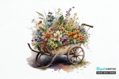 Watercolor Floral Wheelbarrows PNG Clipart Product Image 1