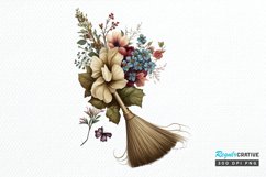 Watercolor Floral Brooms PNG Clipart Product Image 1