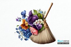 Watercolor Floral Brooms PNG Clipart Product Image 1