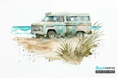 Watercolor Beach Truck PNG Clipart Product Image 1