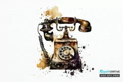 Watercolor Antique Telephone PNG Clipart Product Image 1