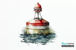 Watercolor Nautical Buoy PNG Clipart Product Image 1