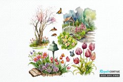 Watercolor Spring Garden PNG Clipart Product Image 1