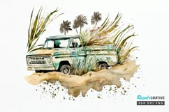Watercolor Beach Truck PNG Clipart Product Image 1