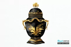 Watercolor Black and Gold Antique PNG Clipart Product Image 1