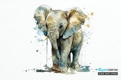 Watercolor Baby Elephant PNG Clipart Product Image 1