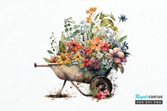 Watercolor Floral Wheelbarrows PNG Clipart Product Image 1