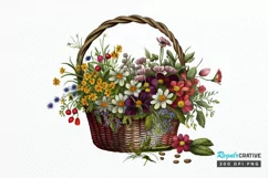 Basket of Wildflowers PNG Clipart Product Image 1