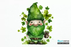 Watercolor St. Patricks Happy Green Gnome PNG Clipart Product Image 1