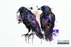 Watercolor Gothic Ravens PNG Clipart Product Image 1