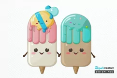 Watercolor Cute Ice Cream PNG Clipart Product Image 1