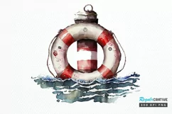 Watercolor Nautical Buoy PNG Clipart Product Image 1
