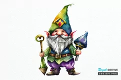 Watercolor Cute Gnome Mardi Gras PNG Clipart Product Image 1